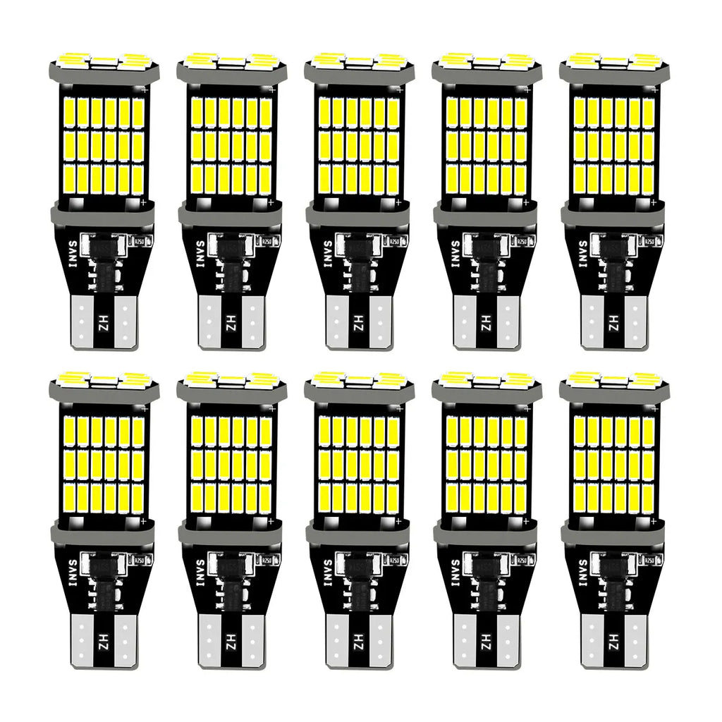 10PCS T15 W16W 921 912 T16 T10 902 LED Bulbs High Power 45pcs 4014SMD Super Bright 1200LM Replace for Car Reversing Light White