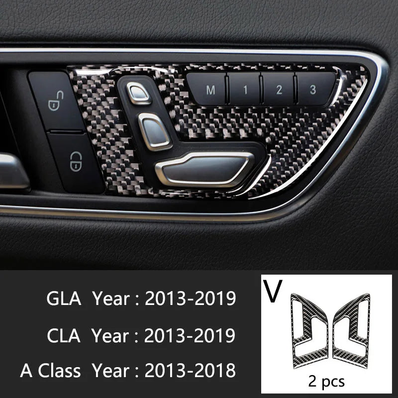 Car Styling Carbon fiber interior button panel Decoration Cover Trim Sticker frame For Mercedes Benz A Class W176 GLA X156 CLA