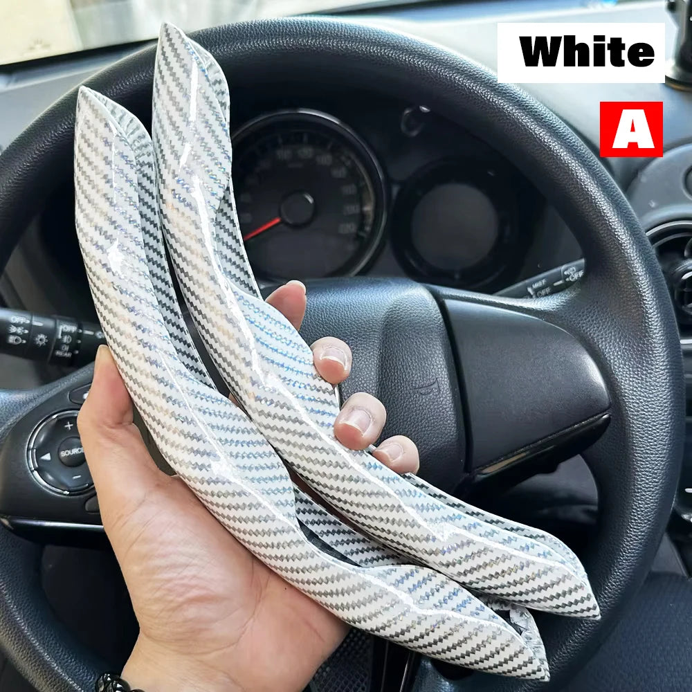 2PCS Car Steering Wheel Cover Warm Winter 38cm Round Steery Wheel Universa Glossy Laser Carbon Fiber Auto Interior Accessories