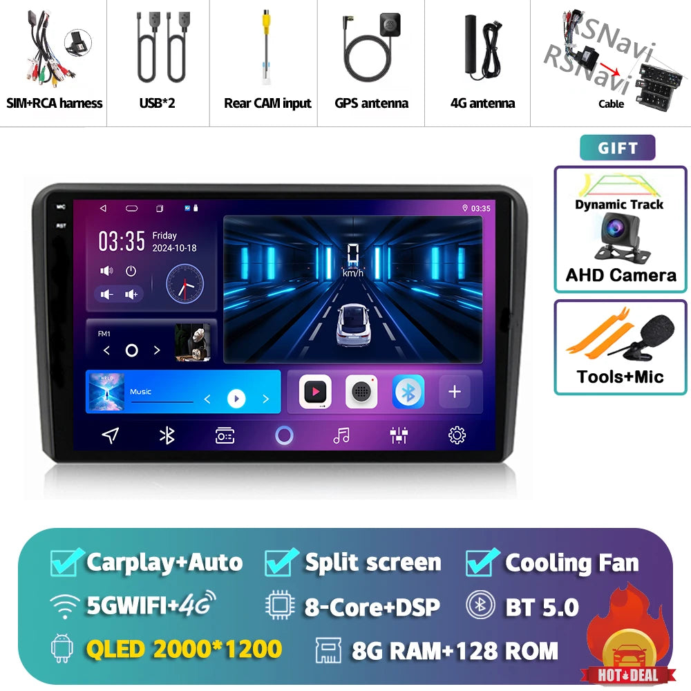 Android 16 Carplay Auto GPS Navigation Radio Multimedia Player For Audi A3 8P 2003 - 2013 2din Head Unit video Stereo Car Radio