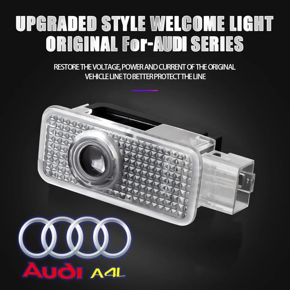 2Pcs HD Car Door Projector Laser Lamp Car Door Welcome Light For Audi Sline Q3 A5 A7 A3 Q5 Q7 A4L RS Quattro S3 S4 S6 S5 S7 S8