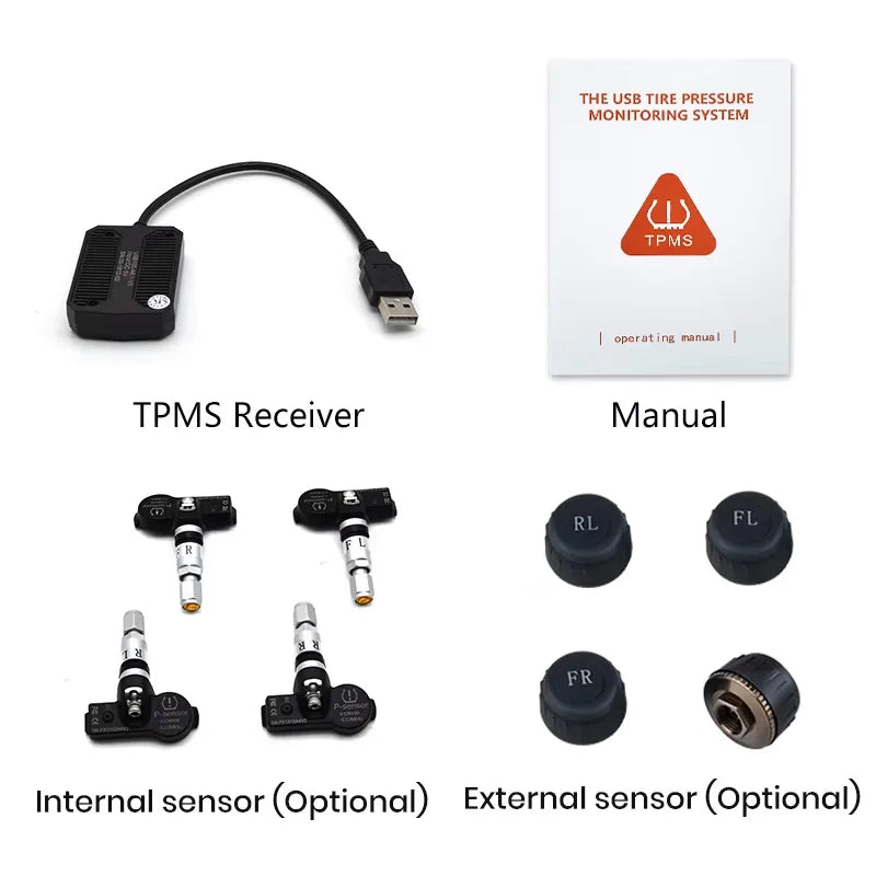 Junsun USB Tire Pressure Monitoring Alarm System TPMS With 4 Internal Sensors for Car DVD Player Navigation Car Accessories