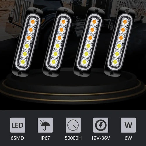 1/2PCS Strobe Light 12V/24V 6LED Truck Trailer Lights Stroboscopes LED Car Light Emergency Warning Hazard Flash Light