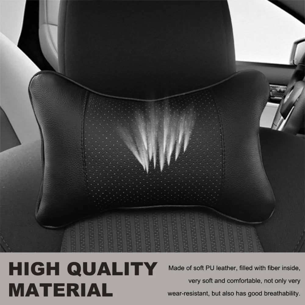 1PCS Car Neck Pillows Both Side Pu Leather Pack Headrest Fit for Most Cars Filled Fiber Universal Car Pillow
