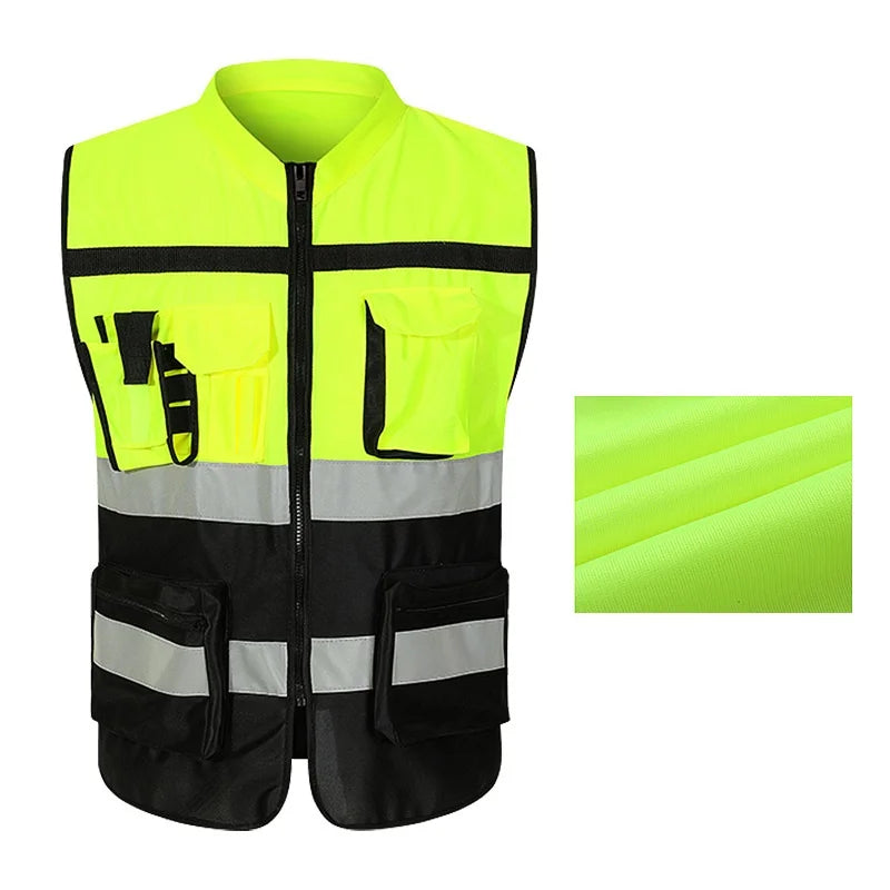 High Brightness Strip Unisex Vest Breathable Workwear Multi Pocket Protective Clothing Safety For Night Running Bike Factory