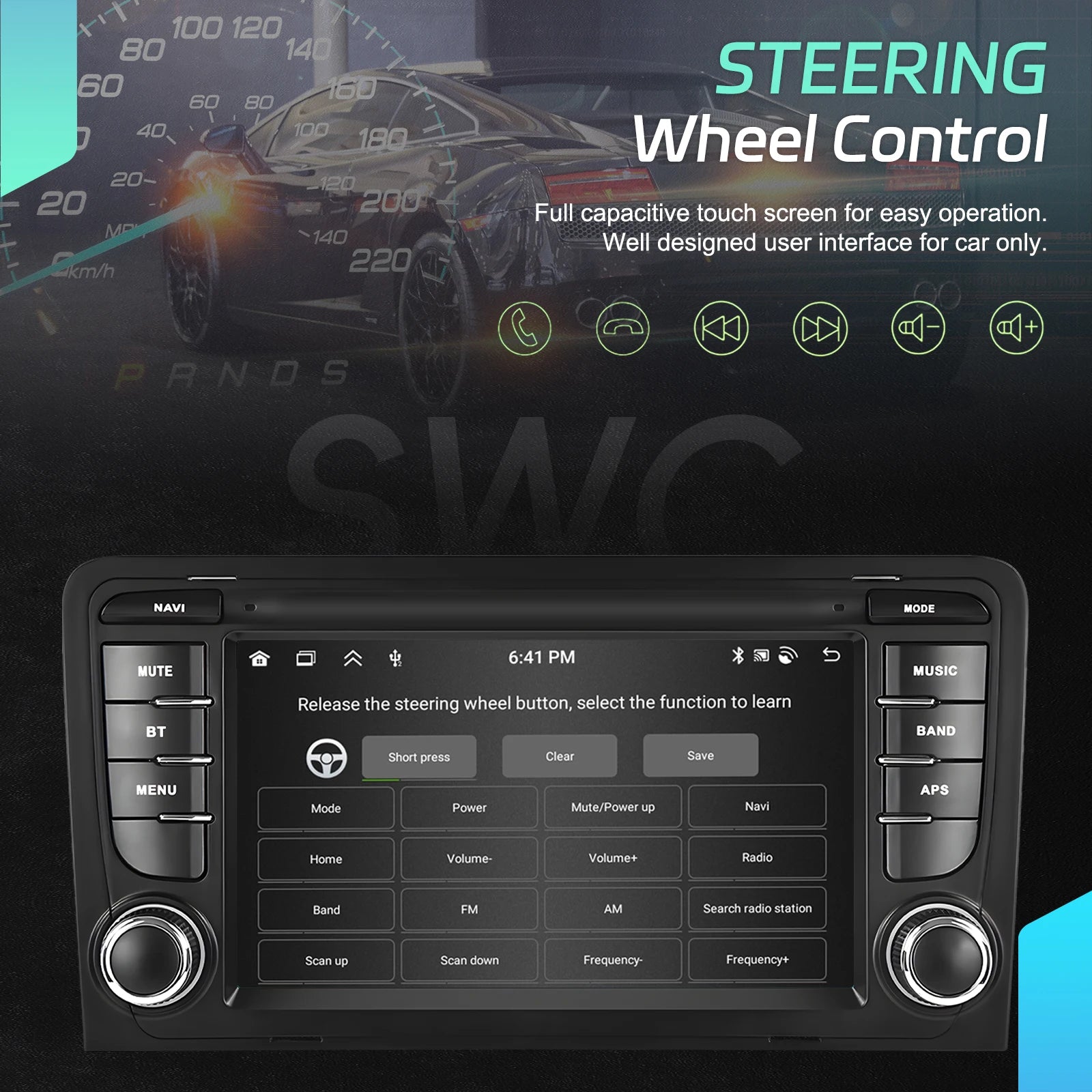 Podofo CarPlay Android Radio For Audi A3 8P 2003-2012 Car Intelligent System 2din GPS Stereo Multimedia Player RDS FM Car Radio