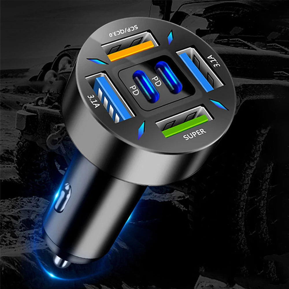 66W Car Charger USB Type C Fast Charging Mobile Phone Charger Adapter For iPhone 14 Pro Max Xiaomi Samsung Huawei Car Charger