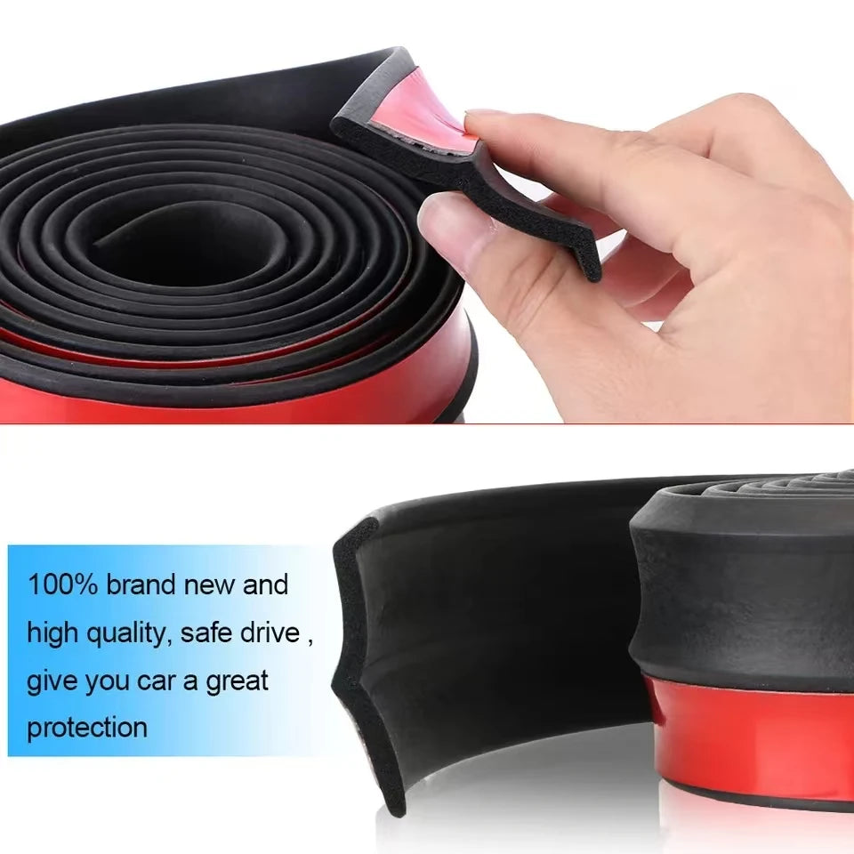 2.5M Car Lip Skirt Protector Exterior Mouldings Car Front Bumper Lip Universal 60mm Width Rubber Strip