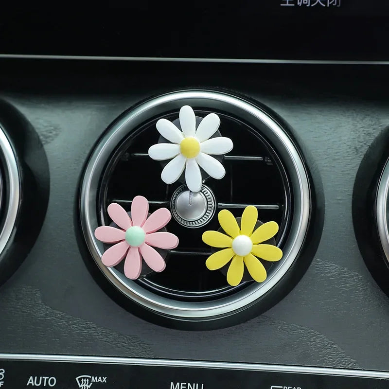 Cute Car Perfume Clip Flower Air Outlet Car Air Freshener Peach Blossom Aroma Diffuser Car Decoration Accessories Fresh Air