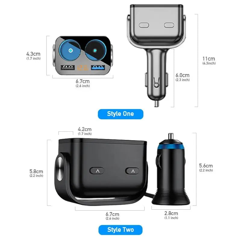Car Cigar Jack Socket Adapter Auto Cigarette Lighter QC3.0 Fast Charger Dual USB Multi-function Socket Splitter for Car