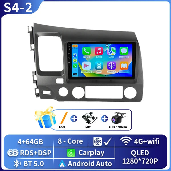 Android 16 Car stereo radio For Honda Civic 8th 8gen 2005 2006 2007 2008 2009 2010-2012 multimedia wireless carplay android auto